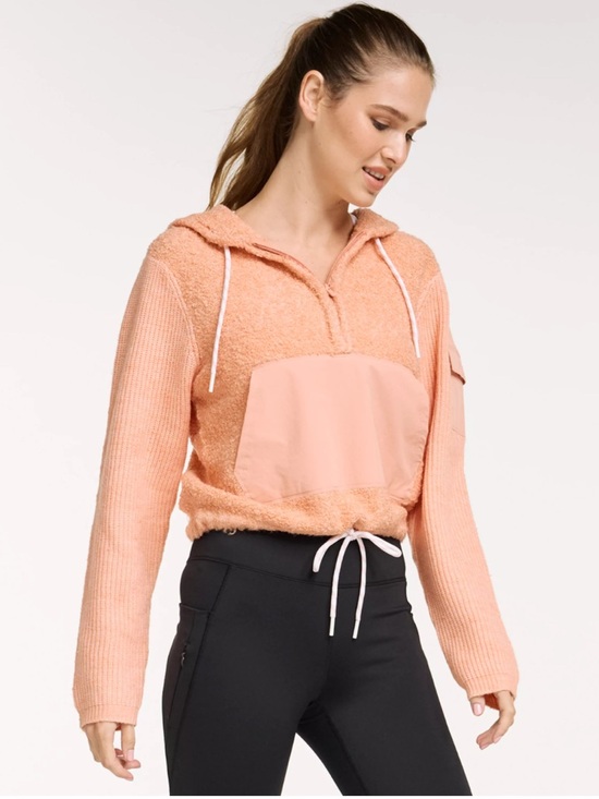FLX Tops - FLX Cozy Peach Half Zip Hoodie Pullover